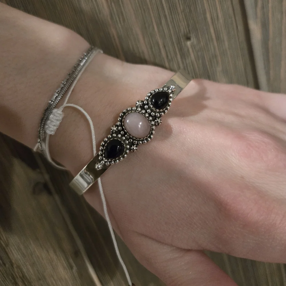 Sterling Silver Onyx Cuff Bracelet - Picture 3 of 5